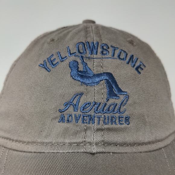 Yellowstone Aerial Adventures Strapback Hat Brown Embroidered Logo Zip Line - Picture 3 of 10